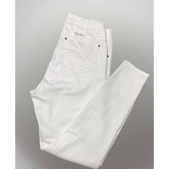 A Loves A Womens’ White Denim Jeans sz 31 NWT Stretchy Button Front Ankle Skinny - Picture 2 of 10